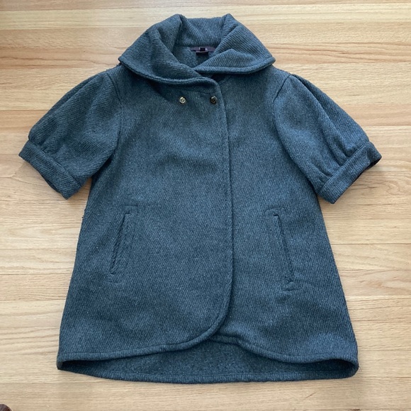 Gray Luii Cropped Sleeve Swing Coat - Picture 1 of 2